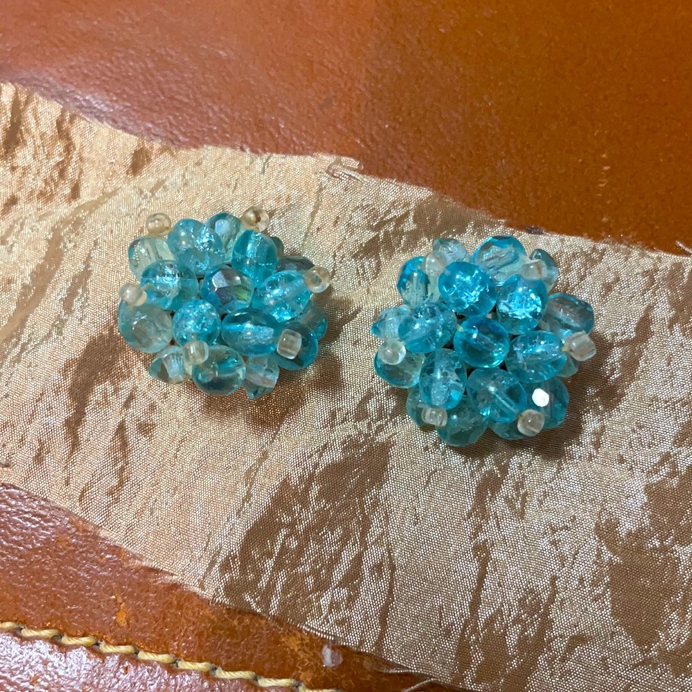 Vintage Western Germany blue clip-on earrings